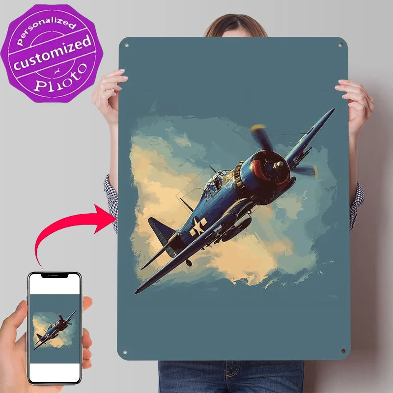 F6F Hellcat Plane Metal Poster Customized Wall Art Retro Vintage Metal Signs for Man Cave Decoration At Home Decor Accessories
