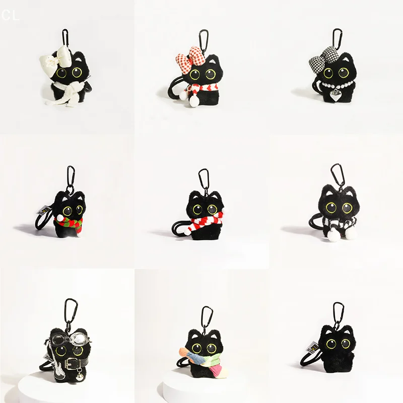 

Creative Punk Plush Black Cat Pendant Cute Fashion Little Cat Doll Keychain Exquisite Bag Decoration Accessories Couple Gifts
