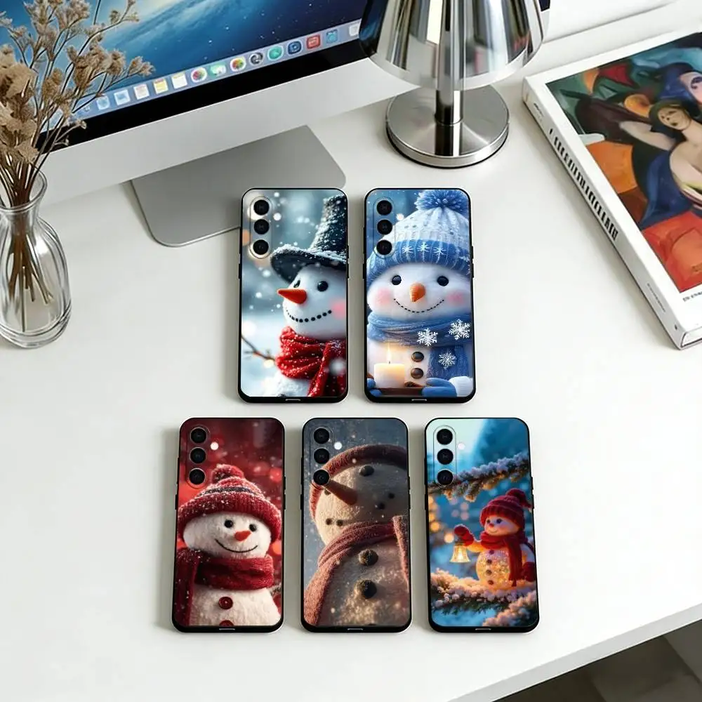 

Cute snowman Phone Case For Samsung Galaxy A73,A72,A71,A70,A53,A52,A51,Others Soft Black Cover