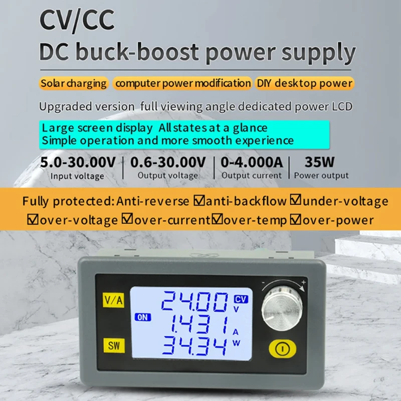 Convertidor Buck Boost DC 5,0 ~ 30V a 0,6 ~ 30V fuente de alimentación regulada ajustable para laboratorio CC CV 0 ~ 4.0A 6V 12V 24V módulo de alimentación