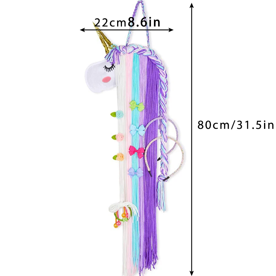 Unicorn, girl hair clip and hair accessory storage, room wall decoration, hair band storage rack, cute handmade felt view 6