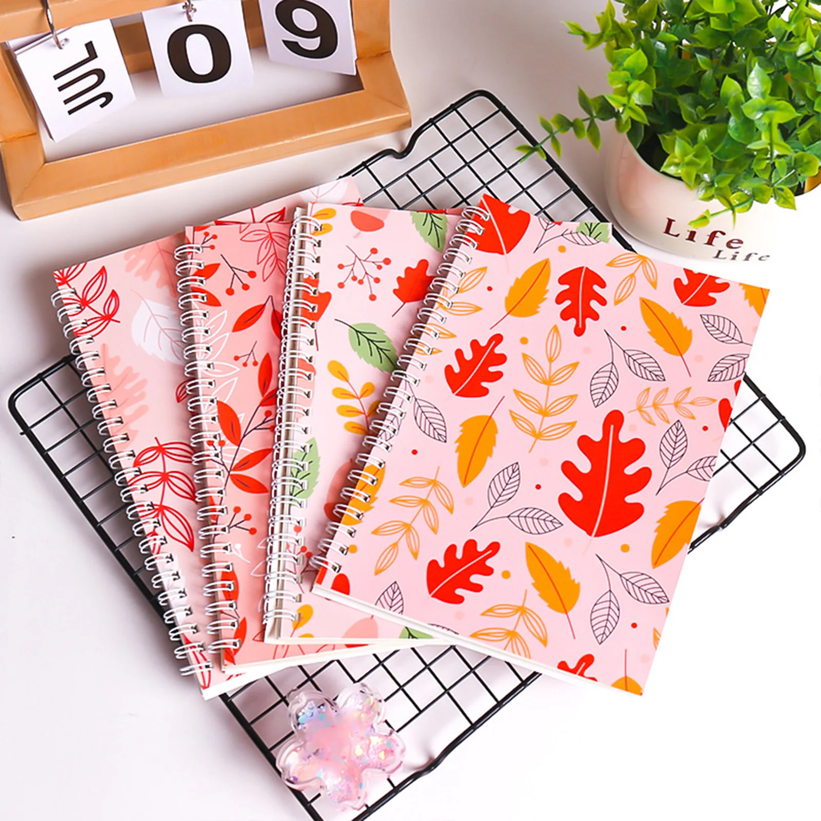 

Double Sided Released Sticker Paper Japanese Minimalist Notebook Students Loose Leaf Binder Refillable Planner with Coil Binding