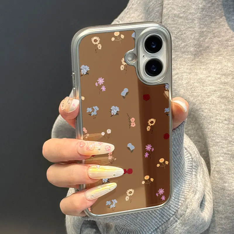 Ins الأزهار يطبع جراب هاتف آيفون 11/12/13/14/15/16/17 برو ماكس الهواء زائد الايبوكسي جراب هاتف بولي TPU مكافحة الإفلات