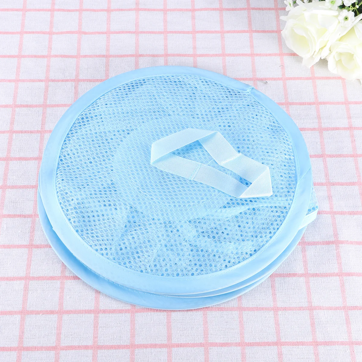 

Hanging Storage Organizer Bag 3 Compartments Foldable Clothes Shoes Linen Storage Mesh Bag For Home