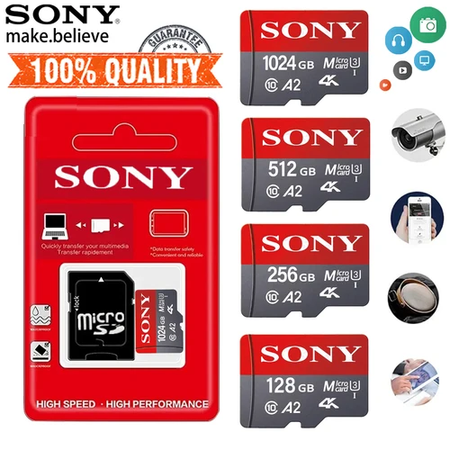 Imagen 2 del producto Tarjeta SONY Micro SD TF, tarjeta De memoria De 1TB, Clase De 128GB, 256GB, Cartao De Memoria De alta velocidad, memoria Flash TF Mecard C10 para Xiao Mi