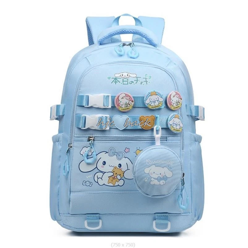 Indah Kuromi Melody Cinnamoroll tas sekolah perlindungan tulang belakang bayi Kawaii Anime sekolah dasar gadis ransel hadiah tahan air