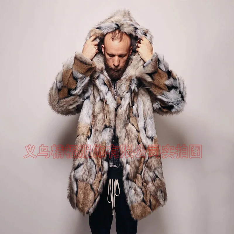 

New Fur Jacket Long Hair Mid Length Fox Fur Coat Men