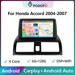 Podofo Android Car Radio For Honda Accord 7 2002 2003-2007 Carplay Stereo Player Autoradio WIFI GPS Navigation FM/RDS Stereo