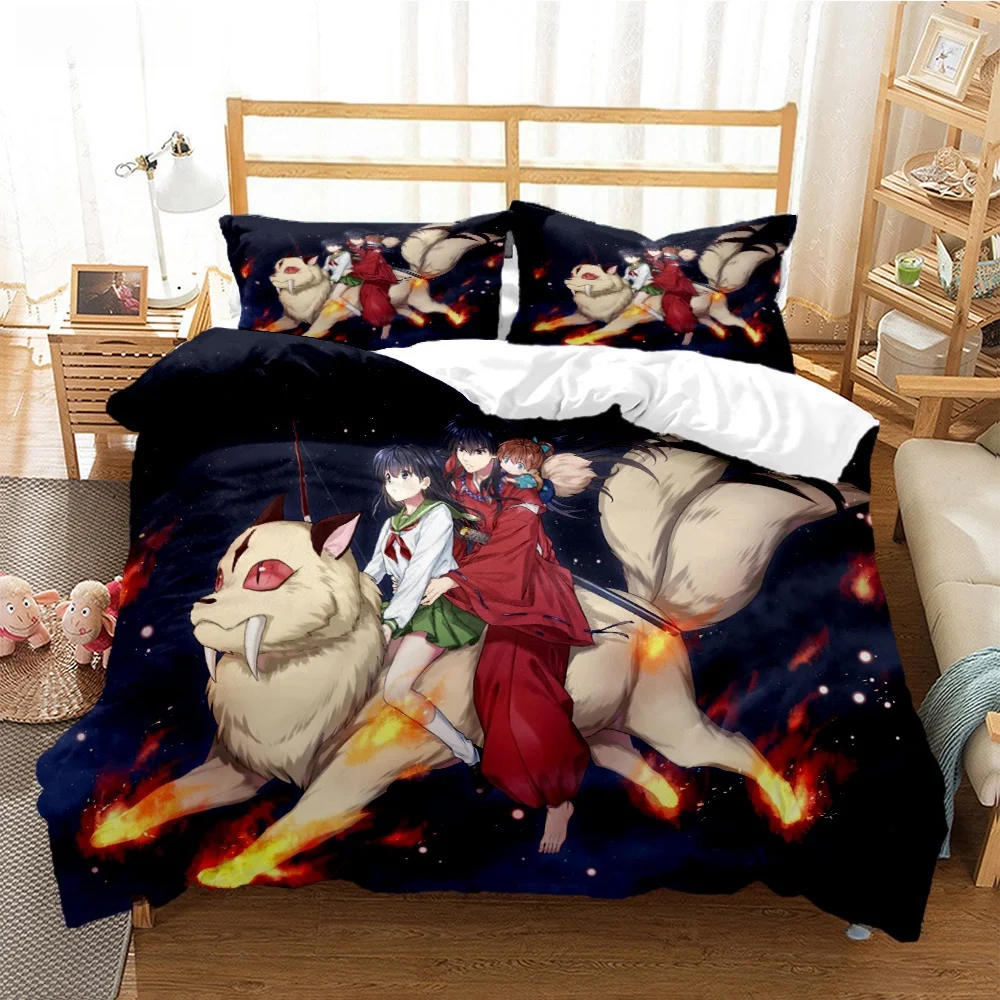 New Inuyasha Anime Cartoon Duvet Cover Comforter Set Soft Quilt Bedding Pillowcases Included Single Double Queen King All Season