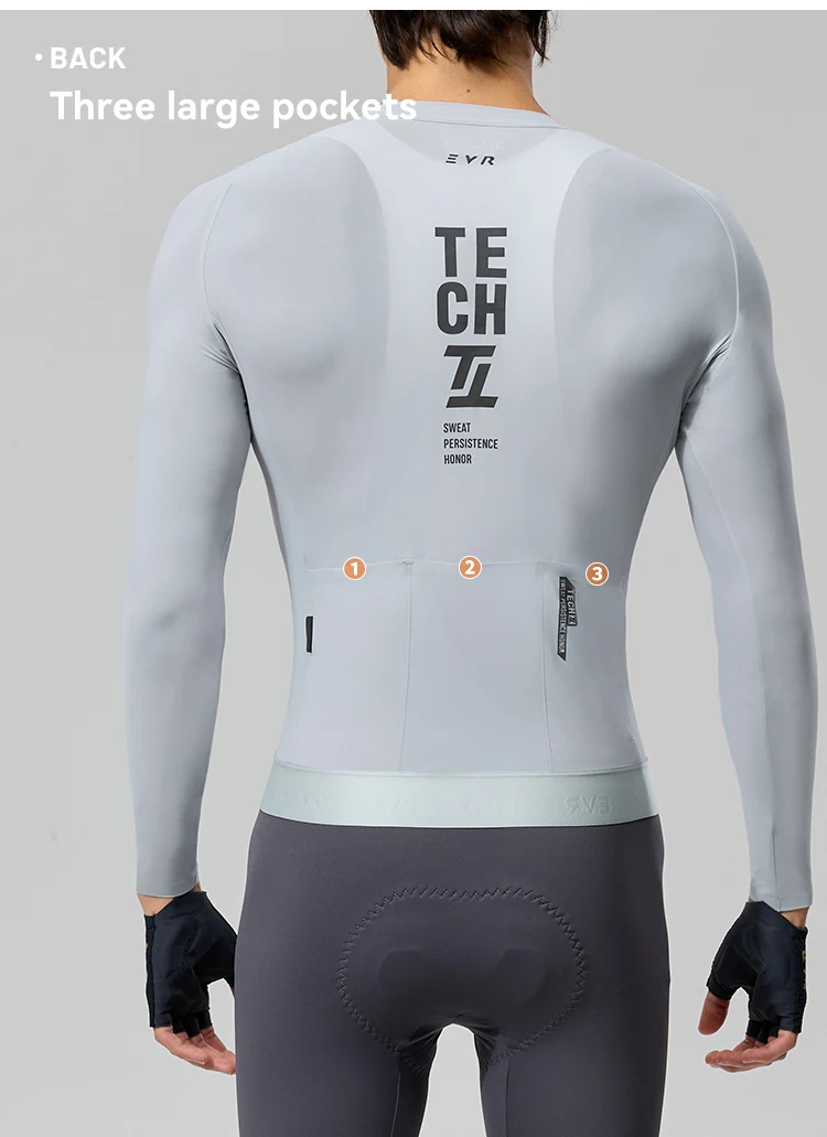 EVR Frühling und Sommer Herren-Radtrikot Langarm-Radshirt Schnelltrocknend Atmungsaktiv für Straßen- und Mountainbike-Radfahren – Detail 11