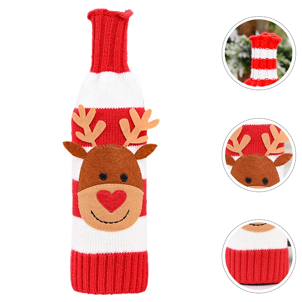 2 Pcs Bottle Cover Decorations Bags Knitted Sweater for Christmas Xmas Sweaters Table