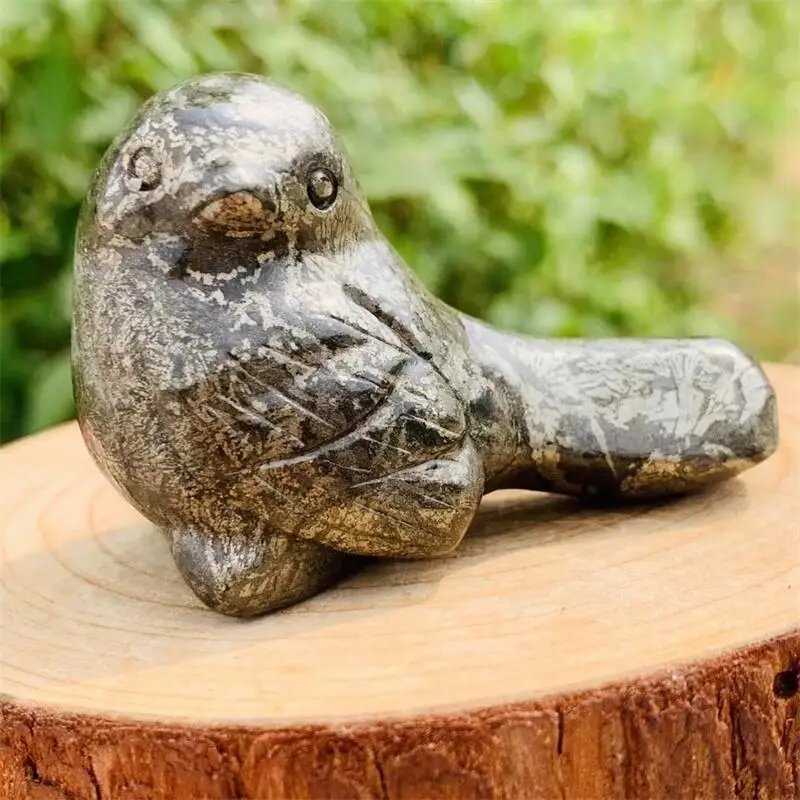 Natural Pyrite Bird Carving Room Decoration Healing Crystal Animal Figurine Reiki Carved Stones Gift 1PCS