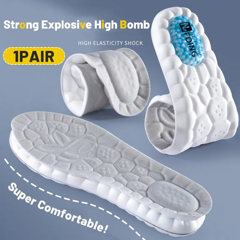 Sports Insoles for Men and Women Full Padding Design Anti-Odor Sweat Breathable High Elasticity Shock Absorbing Shoe Inserts