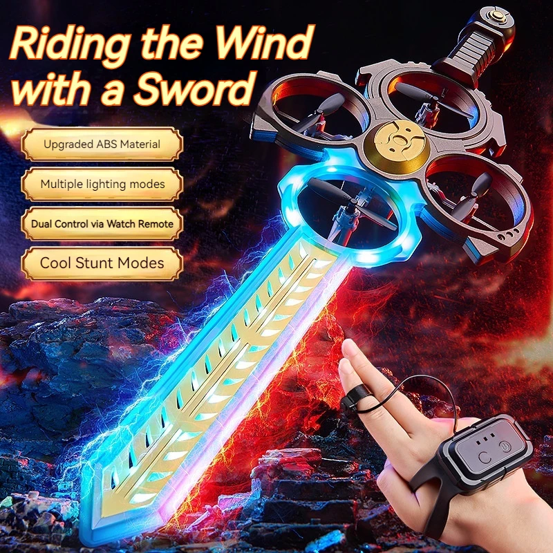 비행 특수 효과 원격 조종 비행 칼 드론 제스처 센서 라이트업 비행기 소년 블랙 테크 어린이 장난감