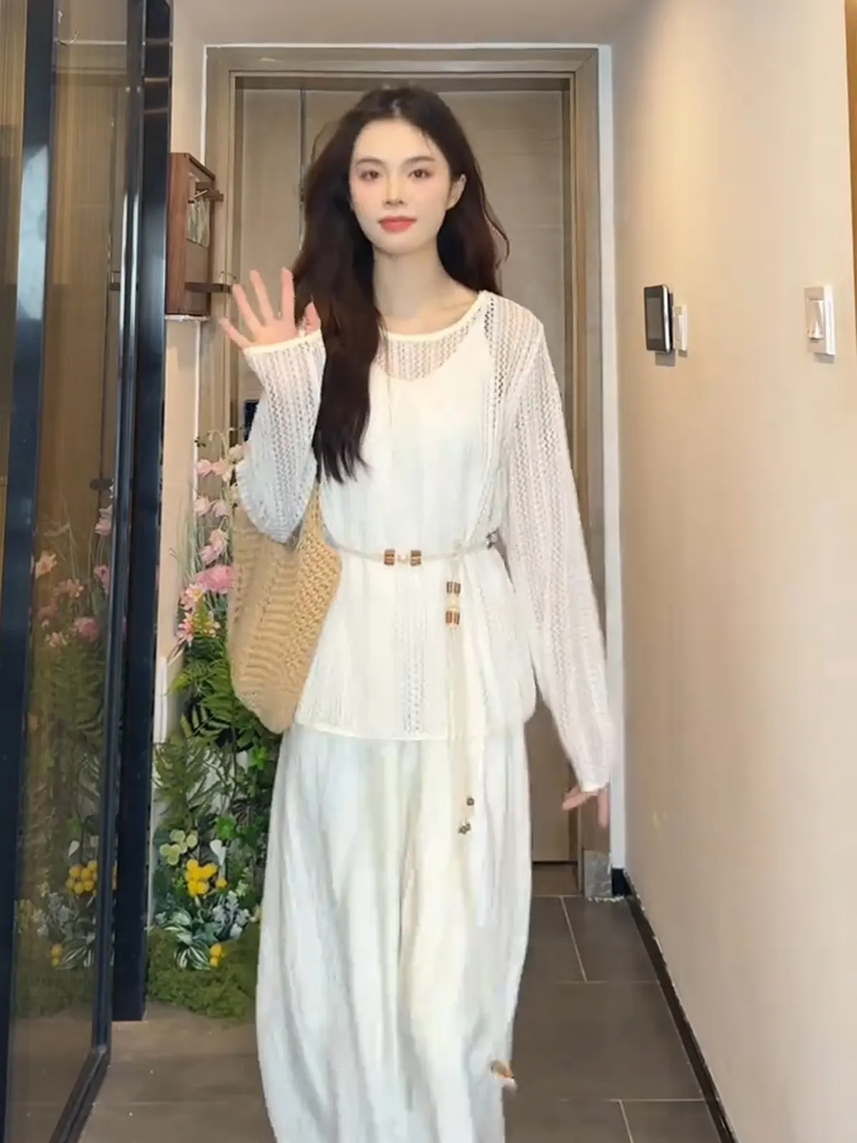 Fashion Women's Set for Spring and Summer New Korean Version Knitted Sweater Top High-end Long Skirt Two-piece Set