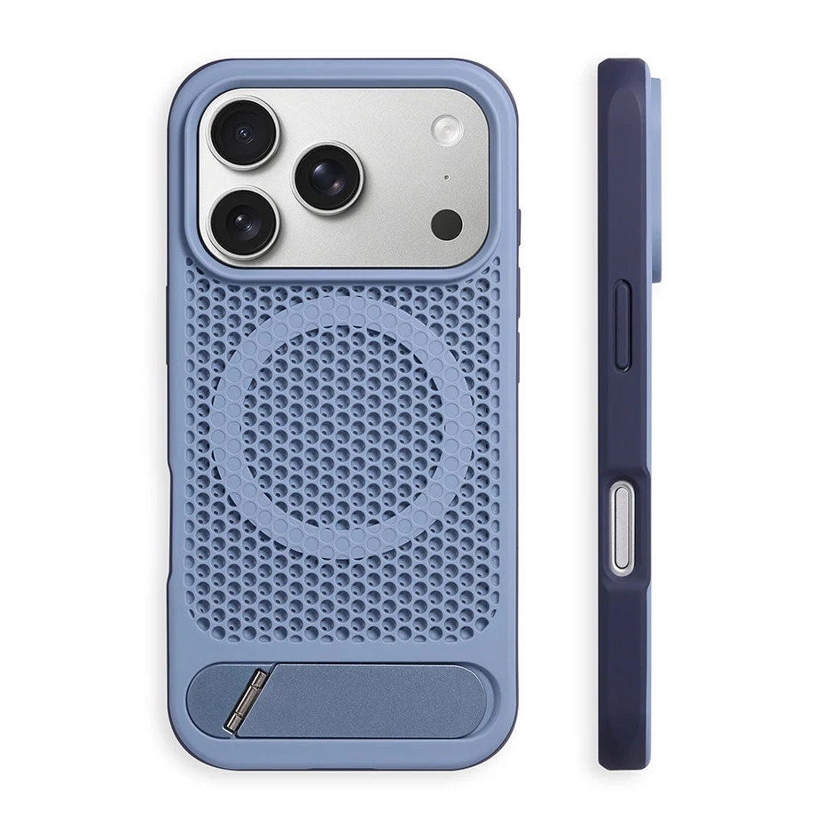 

Honeycomb Heat dissipation Metal Bracket Holder Magnetic Case For iPhone 17 Pro 16 17Pro Max For Magsafe Matte Shockproof Cover