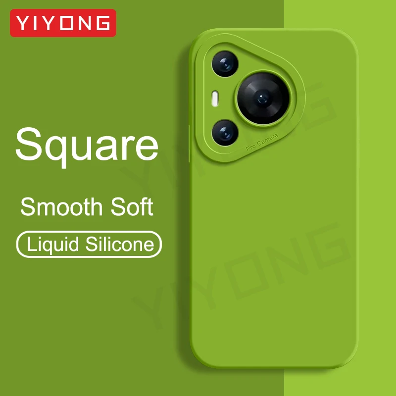 For Pura70 Pro Case YIYONG Square Liquid Silicone Soft Cover For Huawei Pura 70 80 Ultra P60 P70 P80 Pura80 Global Phone Cases