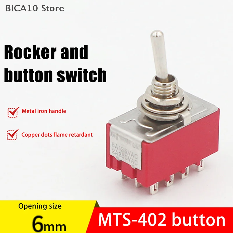 1 قطعة 12Pin تبديل مفاتيح الأحمر 2/3 موقف ON-ON DPDT مفاتيح تبديل صغيرة 5A/125 فولت-2A/250 فولت التيار المتناوب MTS-402 مفتاح بـزر دفع