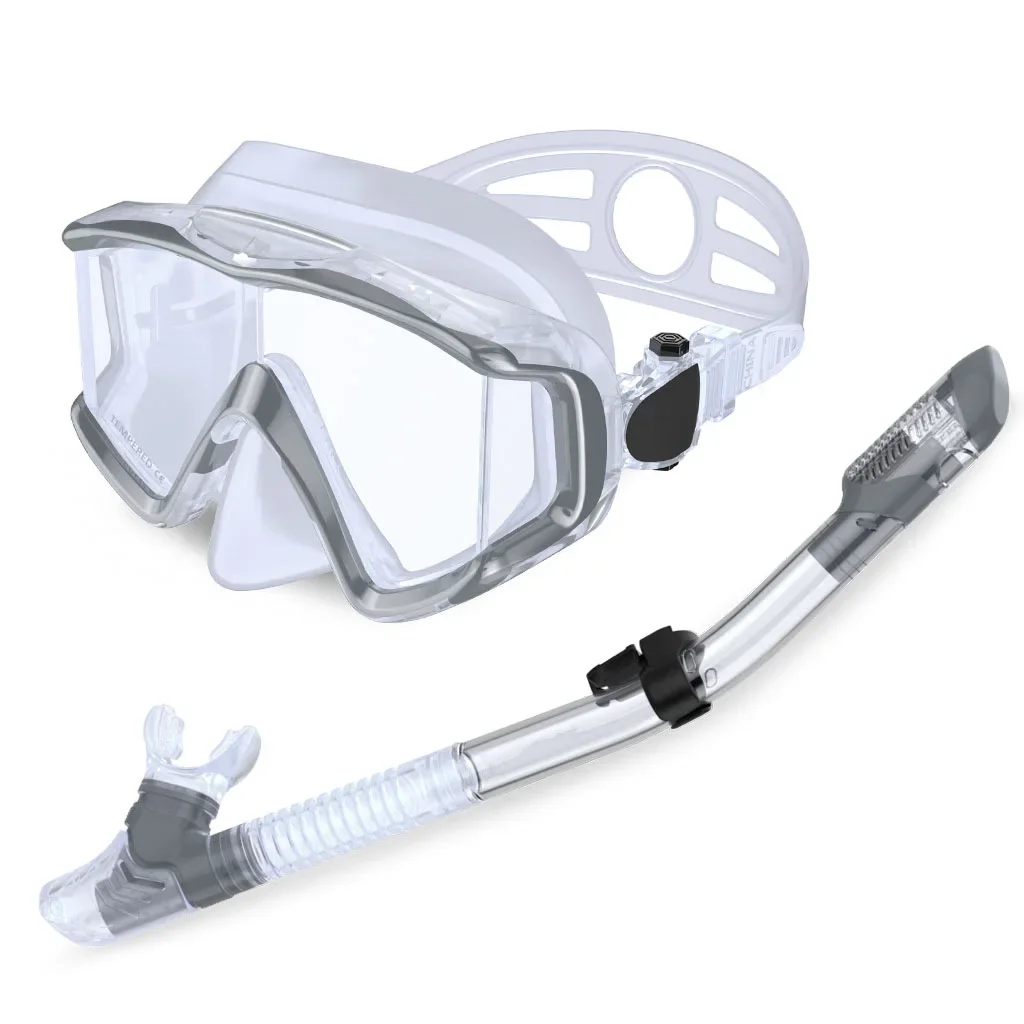 

Snorkeling Sanbao Snorkeling set Tempered glass diving goggles Full dry breathing tube set Adult large frame