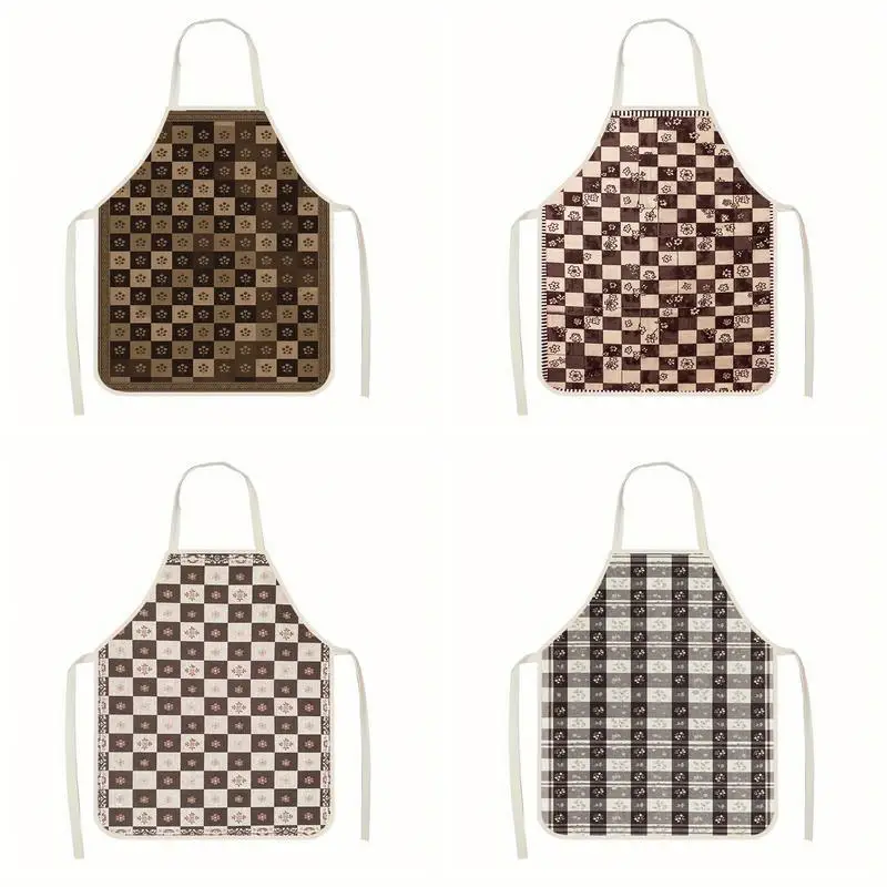 

Фартуки с клетчатым узором. Льняной фартук, подходящий для приготовления пищи на кухне, общения родителей и детей, рисования и других мероприятий.