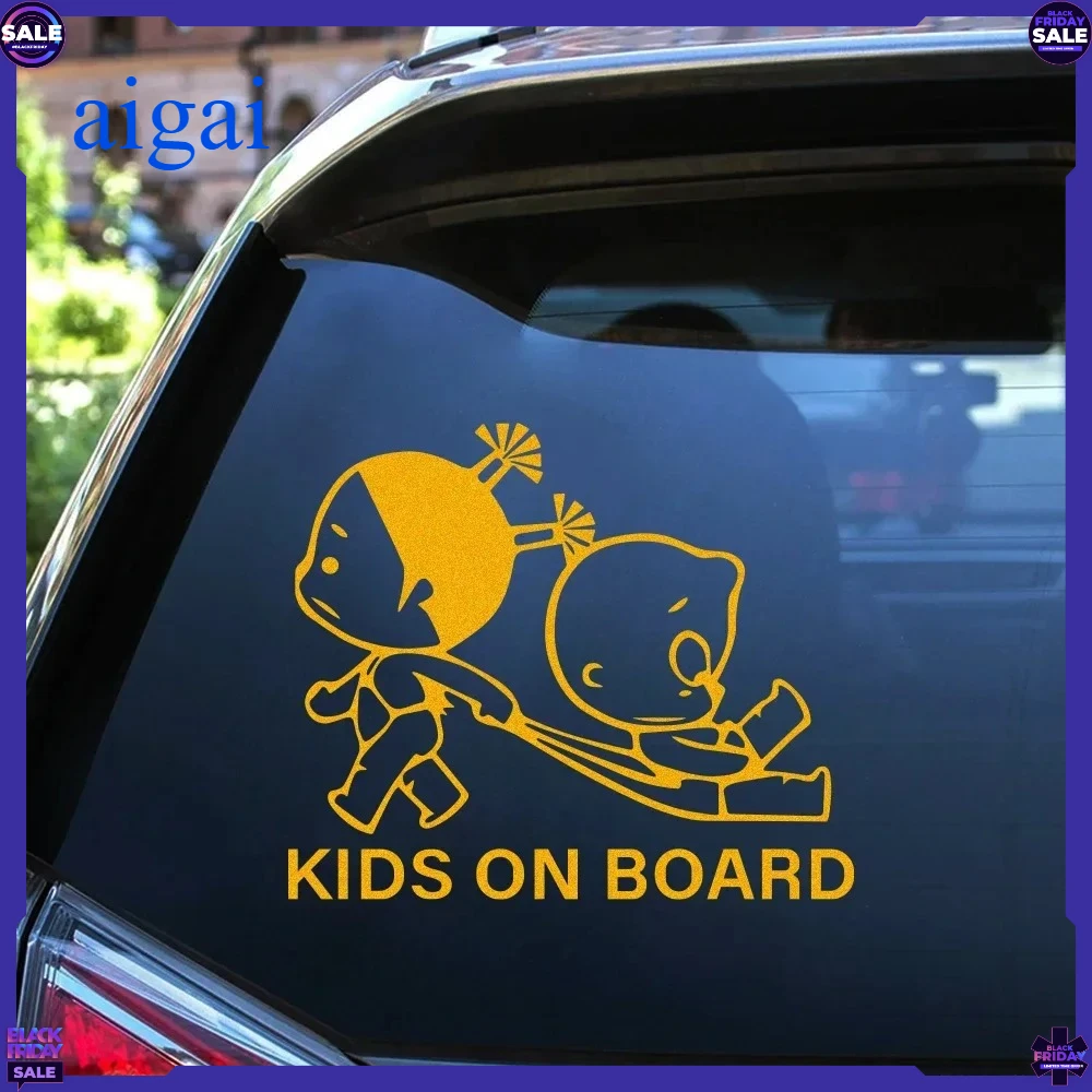 Vinilo Decorativo Creativo para Ventana de Coche, Adhesivo con Diseño de Niños a Bordo, Señal de Advertencia de Seguridad, Decoración para el Exterior del Automóvil