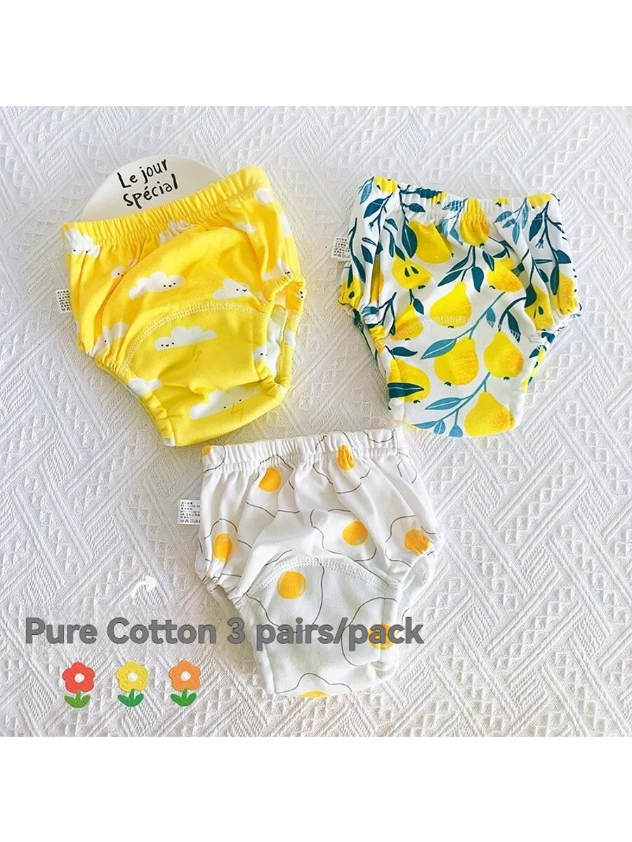 3Pcs Baby Training Pants for Boys and Girls, Washable Underwear with Leak-Proof Design for Potty Training, Cute Animal and Carto