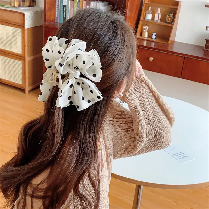 Woman New Wave Point Two-sided Large Bowknot Hair Claws Lady Delicate Hairpins Barrettes Gilrs Hair Clips Hair Accessories