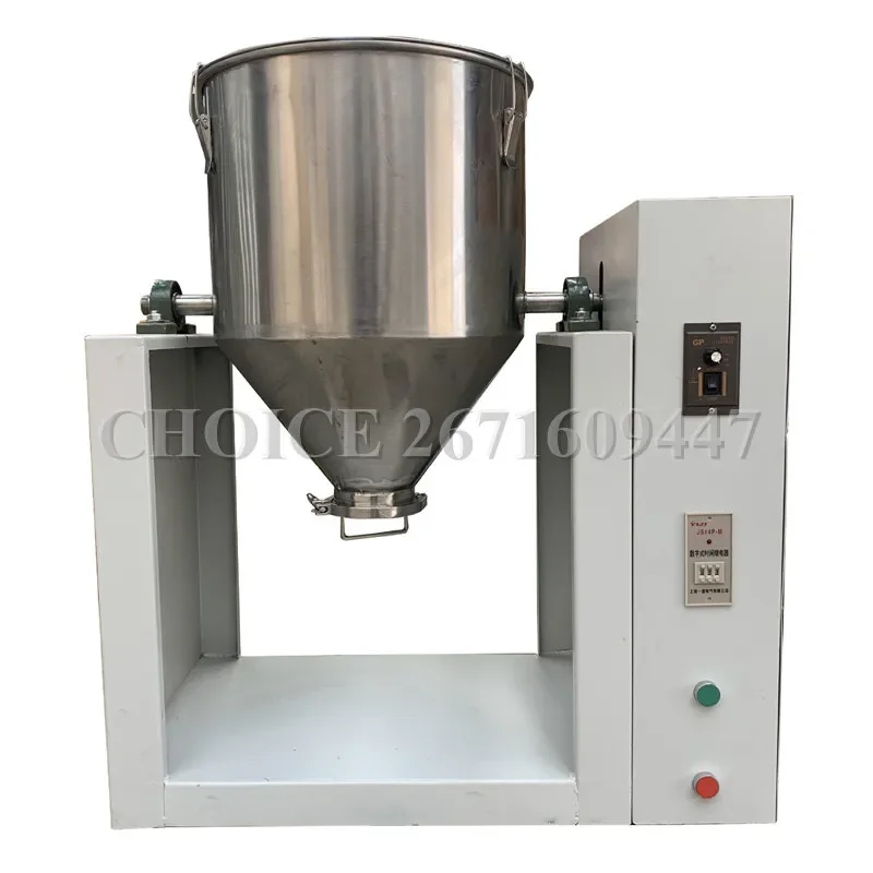 Stainless Steel Dry Powder Mixer Blender Electric High Sealing Waist Drum Mixer Rotary Tumbler