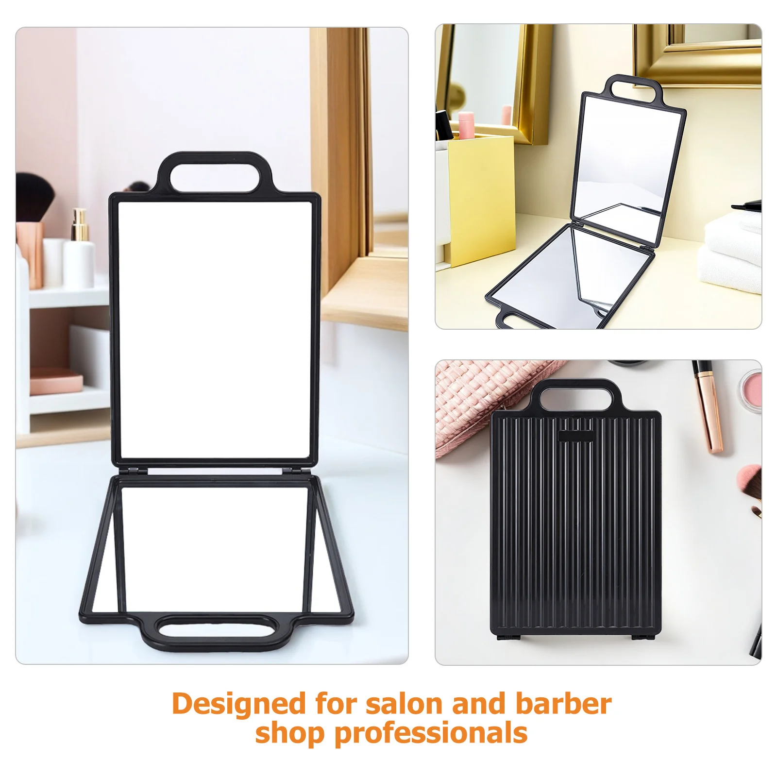 Double-Sided Hair Salon Mirror Folding Handheld Back For Hairdressers Portable Barber Styling Tool Unbreakable Hd