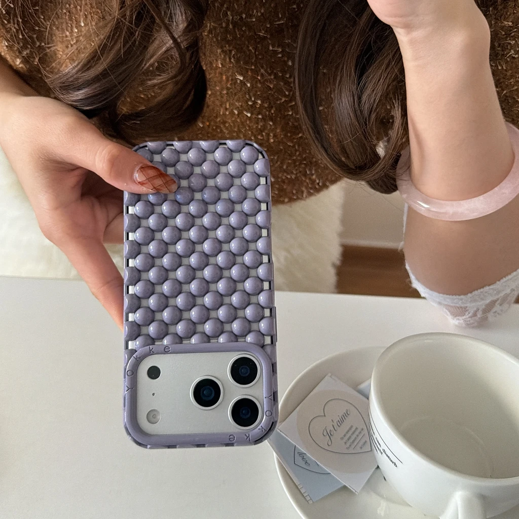 Kreative, fortschrittliche, stereoskopische, ausgehöhlte, runde Perlen, stoßfeste Handyhülle für iPhone 17, 16, 15, 14, 13, Pro Max – Detail 14