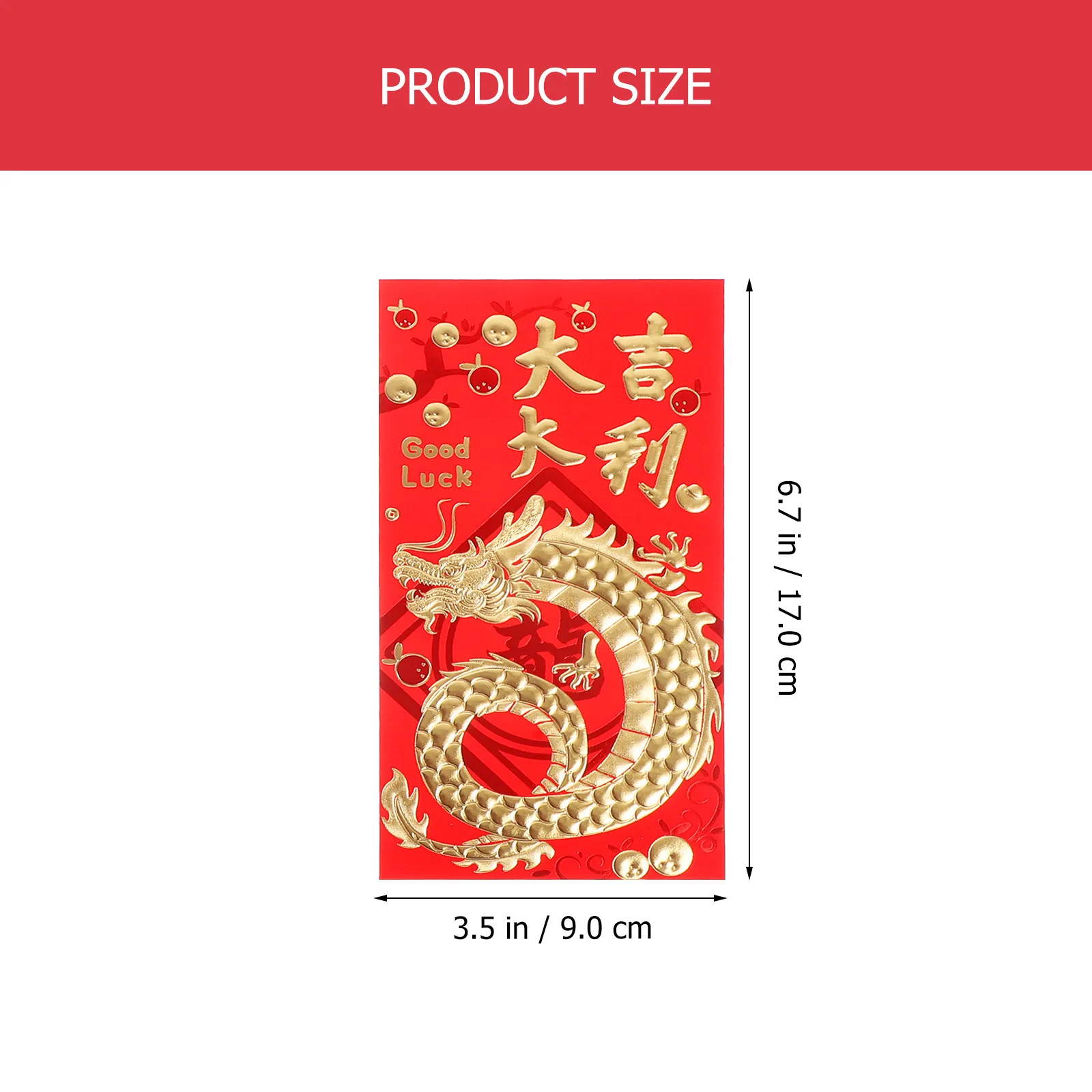 30Pcs Paper Red Envelopes Gold Foil Lucky Money Packets Chinese Festival Cash Gift Envelopes 2024 Spring Festival Dragon Pattern