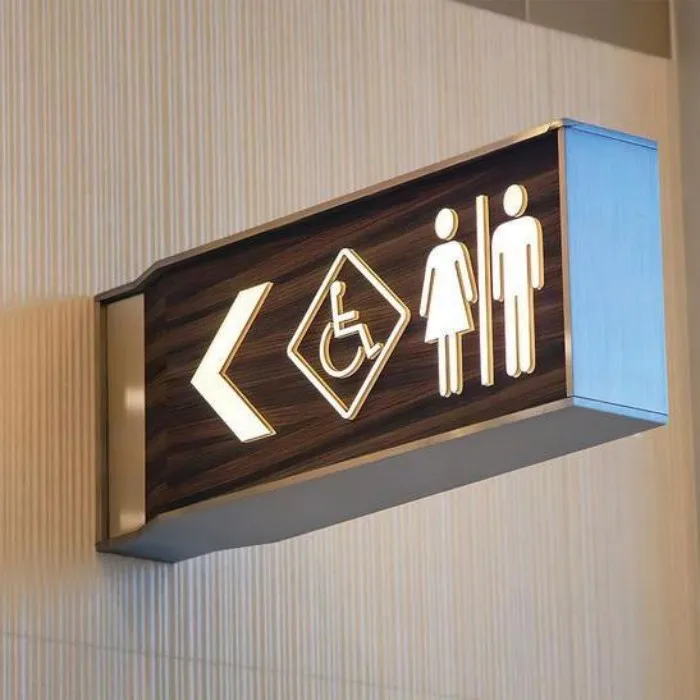 

Custom Restroom Sign House Address Number Sign Door Name Plate Modern Wooden Door Name Plate Toilet Sign with Lighting