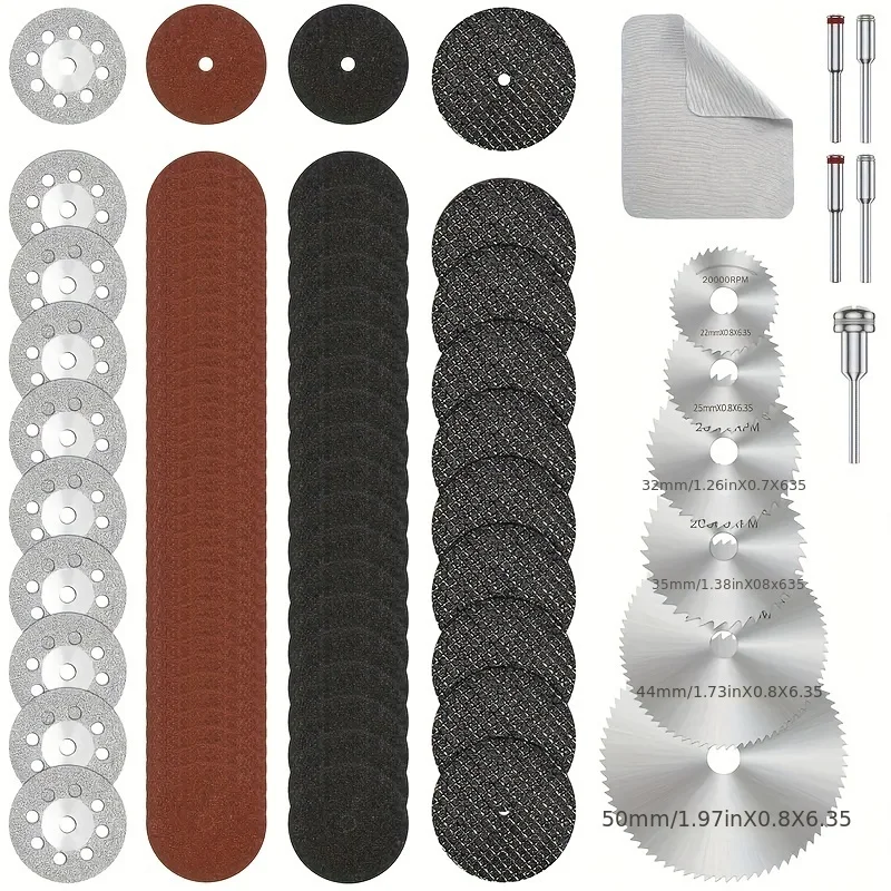 88pcs/Set Diamond Cutting Wheel Set Resin Disc Sharp HSS Circular Saw Blade Kit Rotary Tool Accessories for Wood Plastic Metal