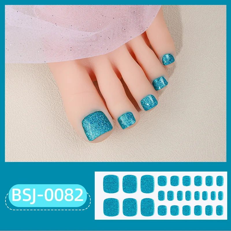 Jump color Toe Nail Wraps Pure Color Full Cover Semi Cured Nails Sticker Nail Art Gel Polish Manicure DIY Foot Nails Deco Women