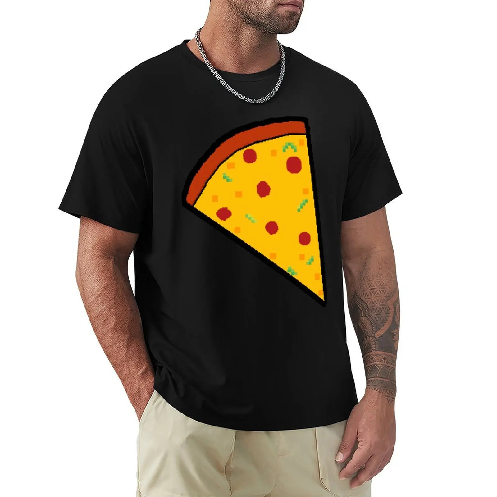 

Pixel Pizza T-Shirt All Match Print Short Sleeve Top