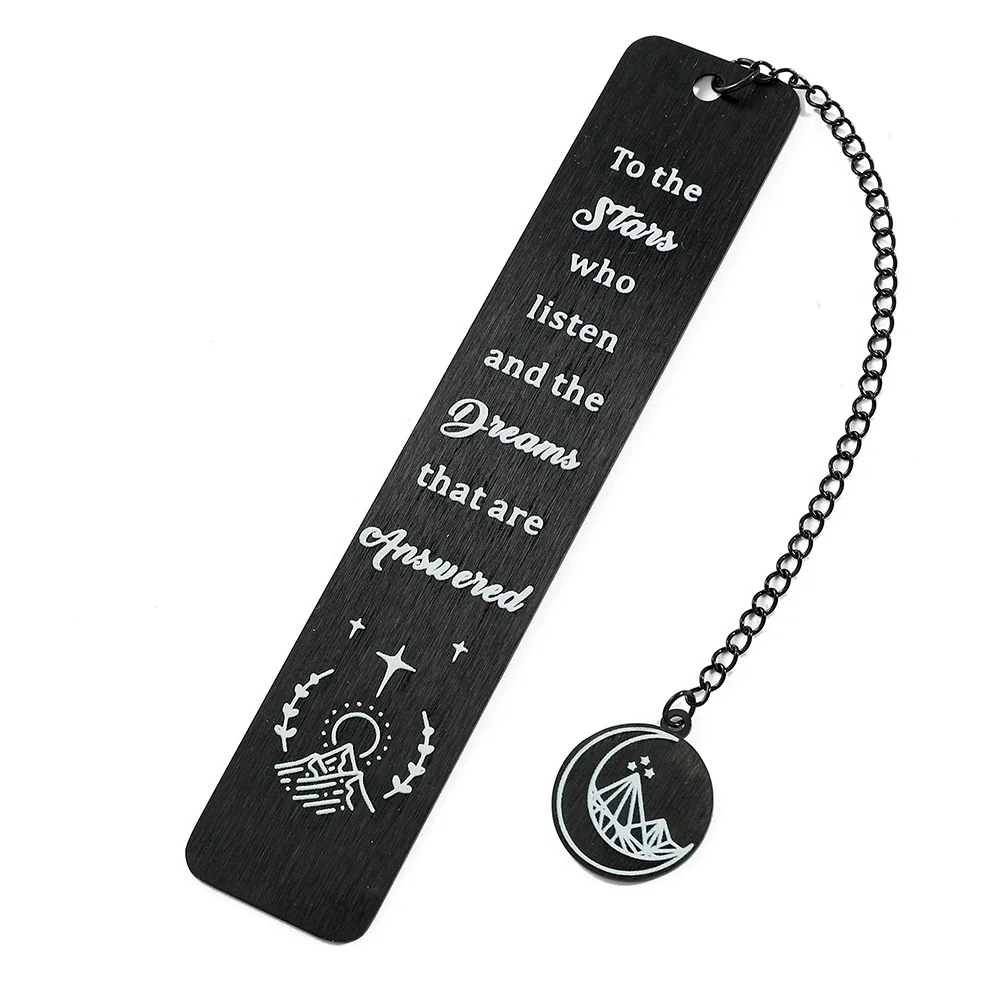 Zweiseitiger Monds tern und Wunsch Lesezeichen schwarz Edelstahl Mode Lese briefpapier liefert Seiten marker lesen Liebhaber Geschenke