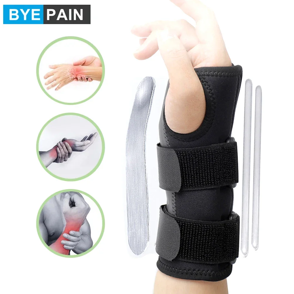 1Pcs Wrist Brace Carpal Tunnel, Adjustbale Wrist Support and Metal Splint Stabilizer, Night Sleeep Hand Brace for Pain Relief