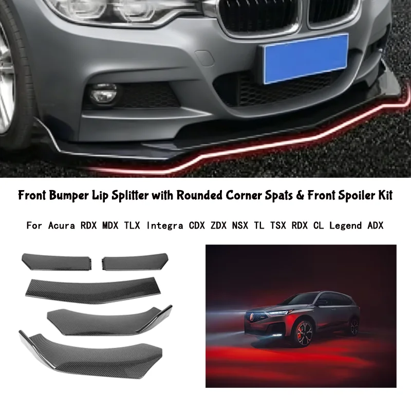 5-Segment Adjustable Front Bumper Lip Splitter Body Kit For Acura RDX MDX TLX Integra CDX ZDX NSX TL TSX RDX CL Legend ADX