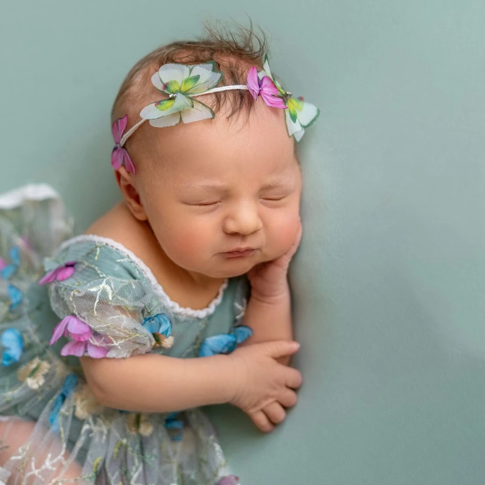 Newborn Photography Props Lace Romper Dress Baby Girl Photoshoot Outfit Studio Accessories Princess Tulle Gown Embroidery