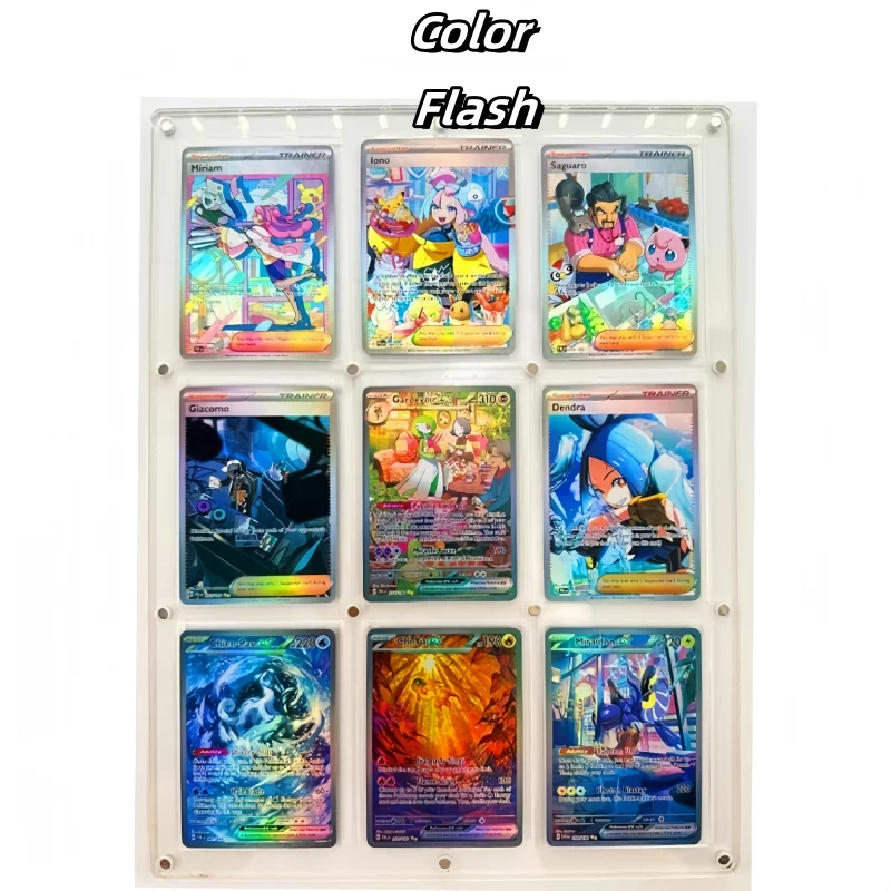 English DIY PTCG Pokemon Trainer Iono Miriam 9PCS/Set Refractive Flashcard Anime Peripheral Game Collection Card Holiday Gift