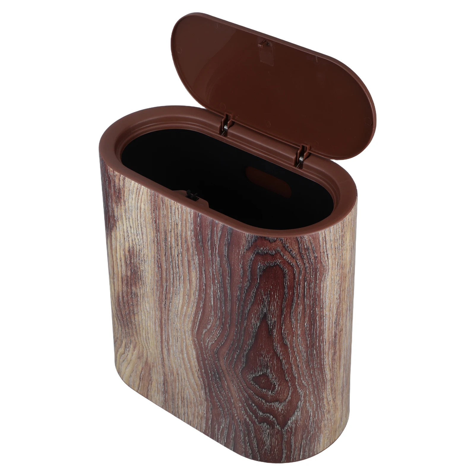 

Slim Wood Grain Trash Can Compact Bathroom Wastebasket For Kitchen Office Small Spaces Narrow Garbage Bin With Lid Space Saving