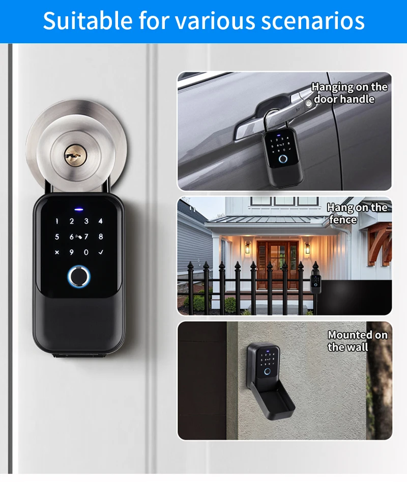 Waterproof Key Safe Box Fingerprint Storage Secret Key Safety Box Support Tuya App TTlock Bluetooth to WiFi Hub Unlock Padlock