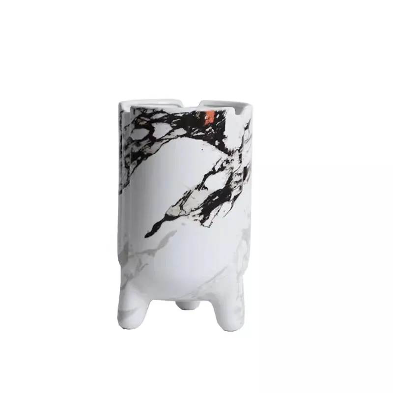 New Chinese ink and wash ceramic pattern vase straight tall flower device hotel living room flower arrangement