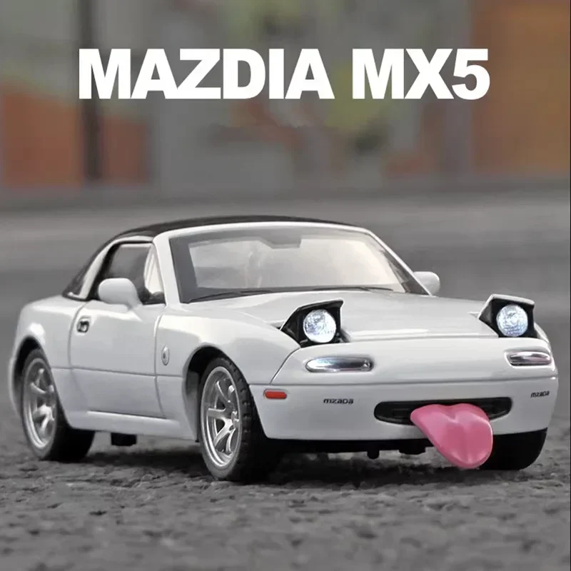 

1:32 MAZDA MX-5 модель спортивного автомобиля из сплава, литая под давлением металлическая игрушечная модель автомобиля, высокая имитация звука и света, коллекция подарков для детей