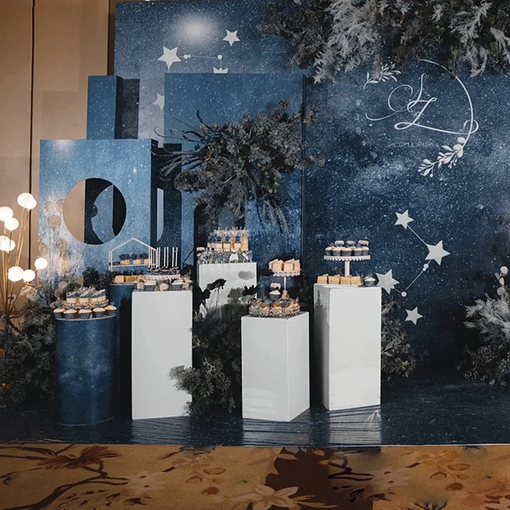 Simple Desing Square Metal Display Stands Wedding Flower Stand Cake Stand Set For Event And Party