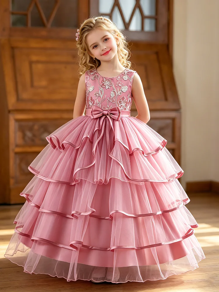 New Flower Girl Dresses For Weddings Fashion Lace Sequin Princess Birthday Party Dress Elegant First Communion For kid 4-14Years
