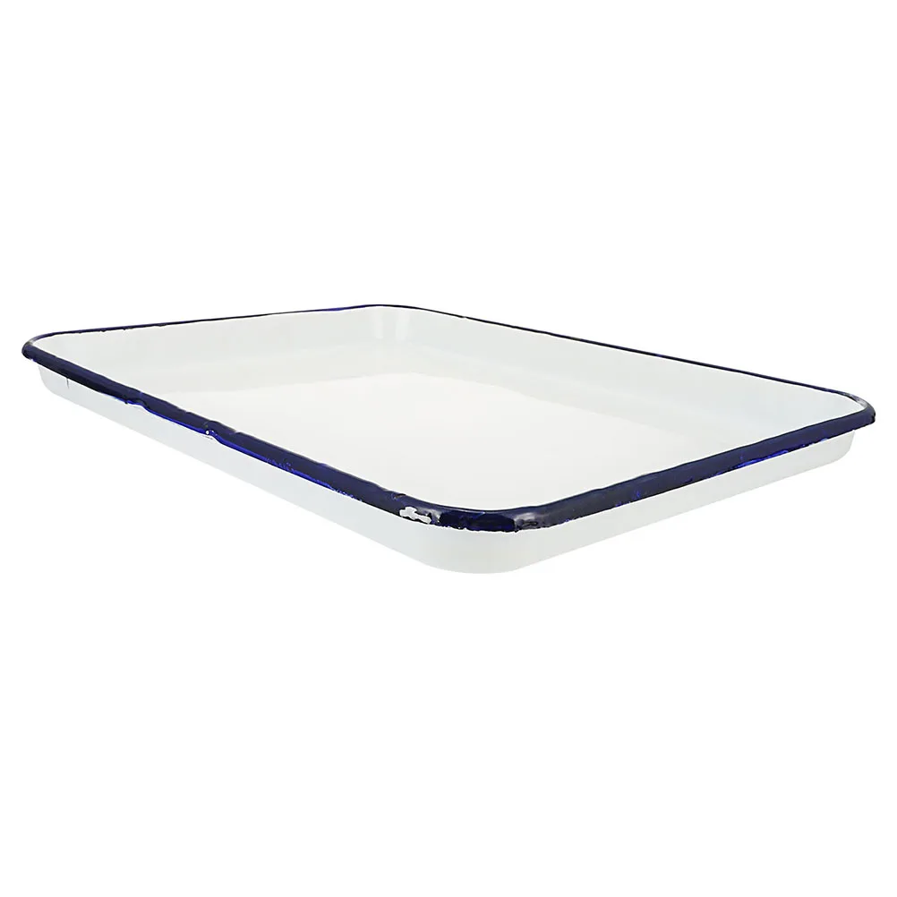 

Durable Sterilized Enamel Laboratory Tray Practical Rectangular Pan Large Capacity Multi Purpose Enamelware Storage Plate