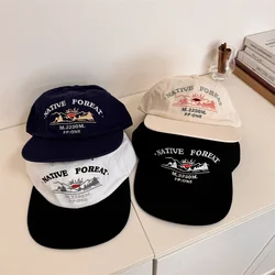 Vintage flat edge baseball cap niche street couple letter embroidery cap men and women