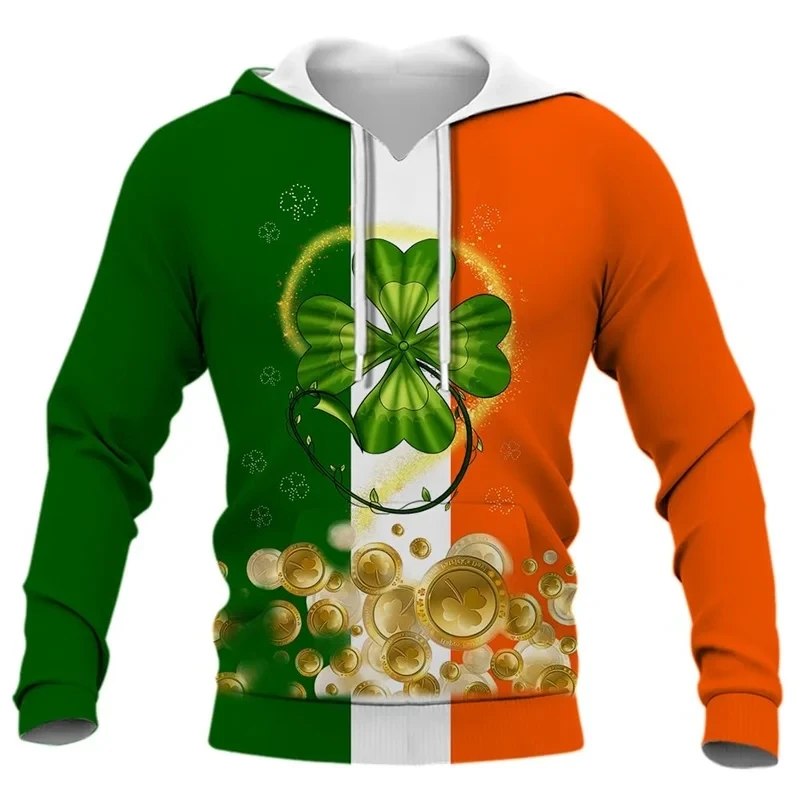 جديد الربيع والخريف أزياء الرجال الرياضية عيد القديس باتريك 3D مطبوعة هوديي محايد الشارع عارضة الرياضة هوديي Q0222 #1