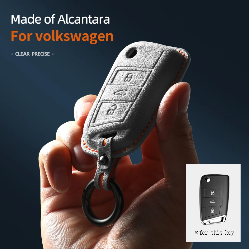 Alcantara Suede Car Key Case Cover For VW Volkswagen Tiguan Mk1 Mk2 Magotan Passat B5 B8 Polo Golf 4 5 6 7 Mk7 Jetta Keychain